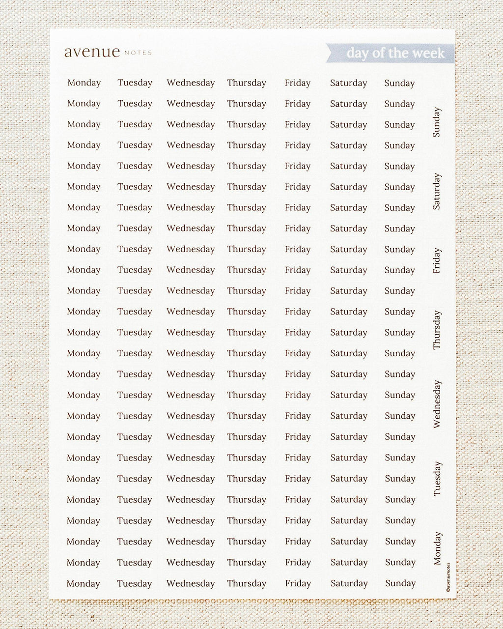 day of the week stickers
